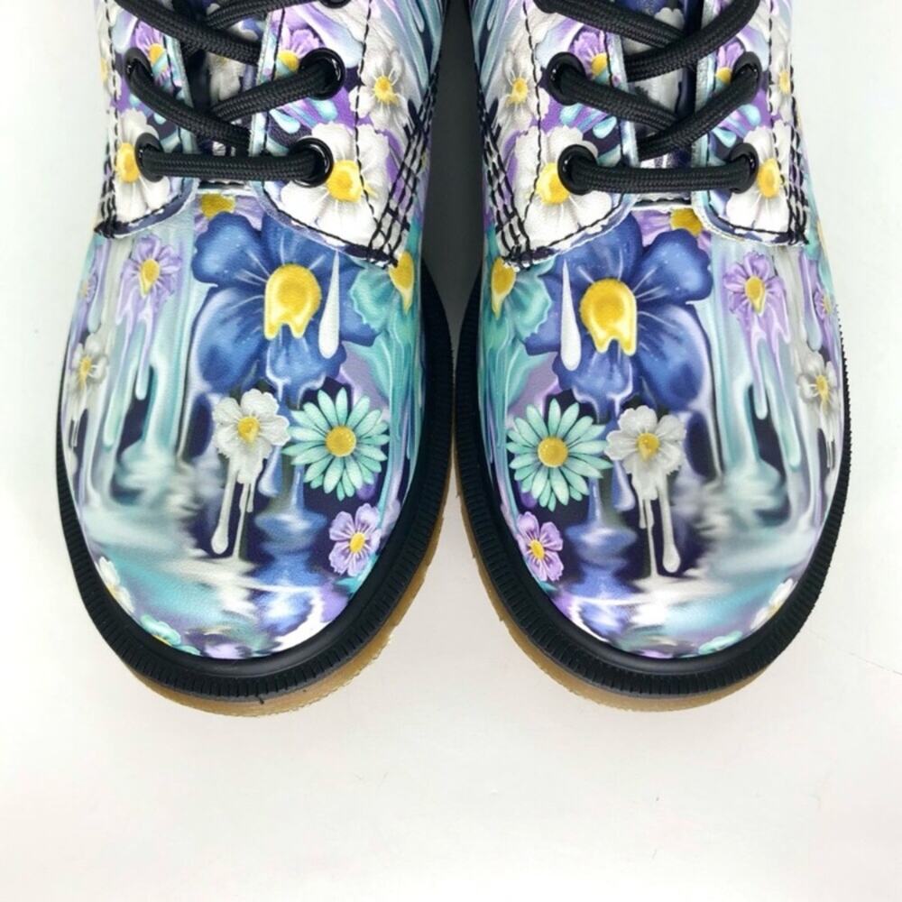 NIB Dr Martens 1460 Paint Slick Slime Floral Lace Up Ankle Boots Women’s 6 Shoes - Picture 9 of 13